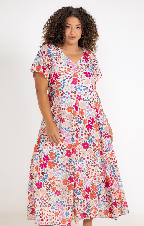 Robe longue évasée imprimée