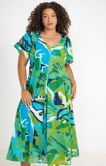 Robe longue évasée imprimée