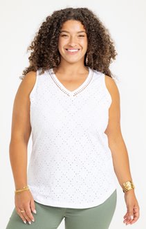 Débardeur bimatière broderie anglaise