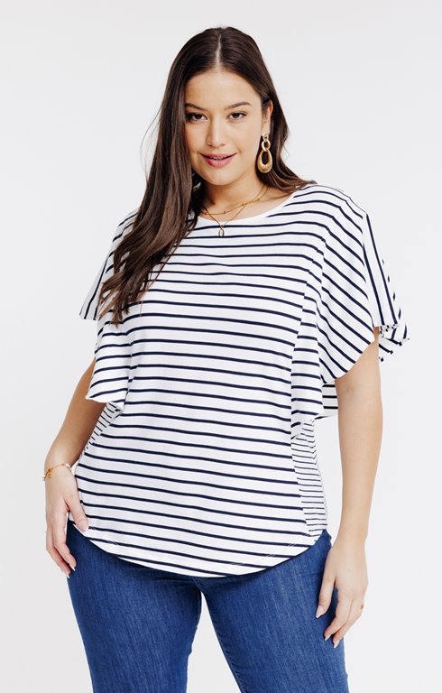 Tee-shirt forme poncho marinière