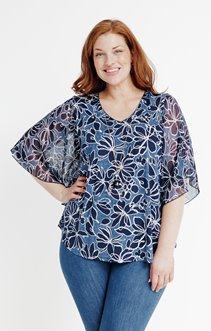 Tee-shirt forme poncho imprimé