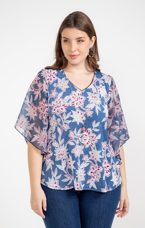 Tee-shirt forme poncho imprimé