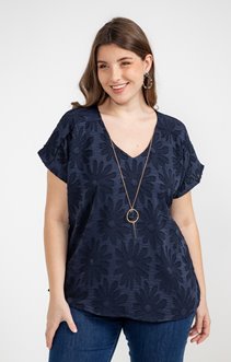 Tee-shirt bi-matière floral