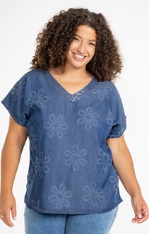 Tee-shirt jacquard motifs fleurs