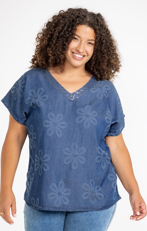 Tee-shirt jacquard motifs fleurs