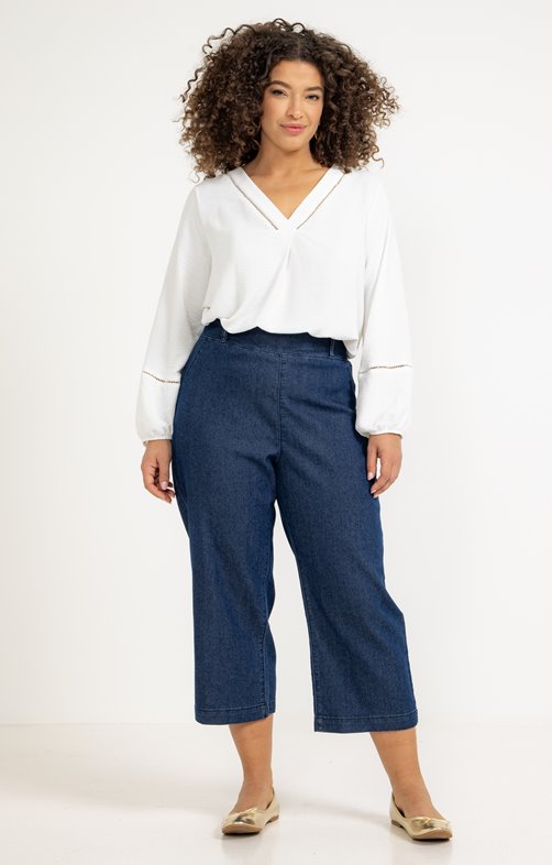 Pantacourt large esprit ville denim