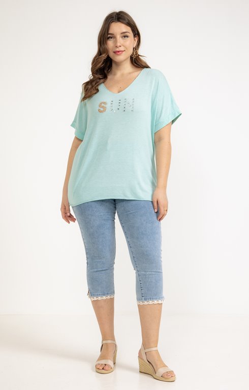 Pantacourt jean clair brodé