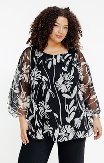 Chemise fluide manches pagode bicolore
