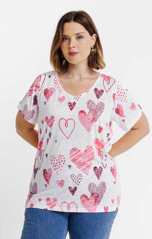 Tee-shirt imprimé coeurs