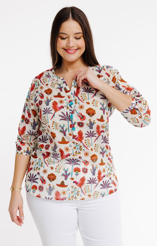 Tunique imprimée en voile de coton