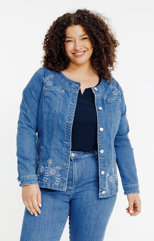 Veste en jean avec broderies