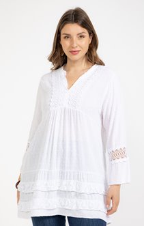 Tunique plumetis avec broderies