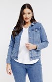 Veste en jean avec fleurs brodées