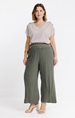 Pantalon large crêpon brodé