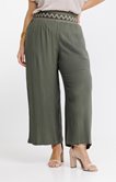 Pantalon large crêpon brodé