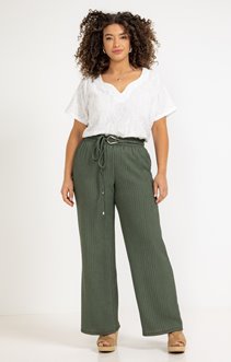 Pantalon maille légère ceinture à boucle