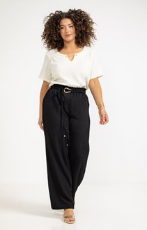 Pantalon maille légère ceinture à boucle