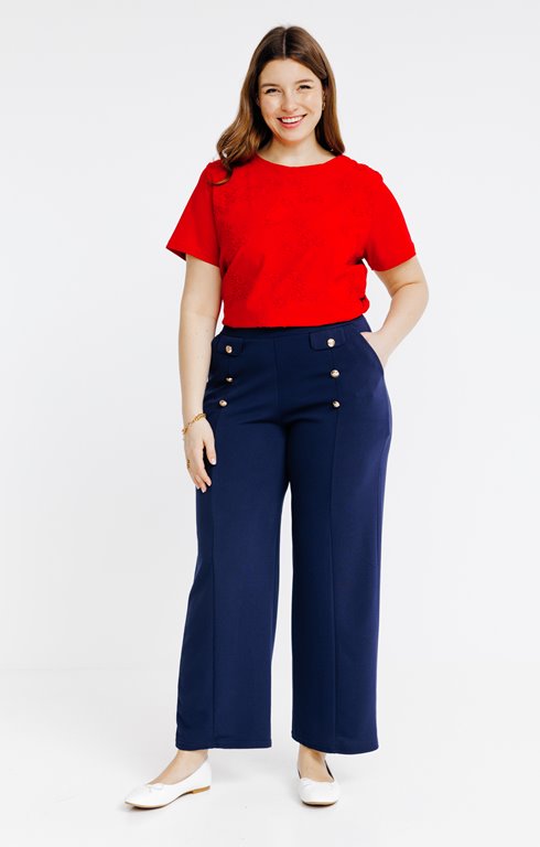 Pantalon long large boutons dorés