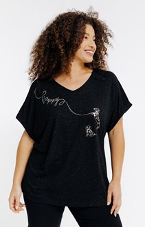 T-shirt teckel fond noir foil gold