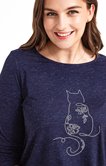 Tee-shirt uni avec chat en strass 