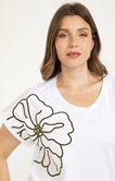 Tee-shirt uni avec borderie corde