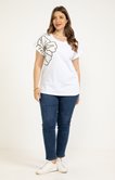 Tee-shirt uni avec borderie corde