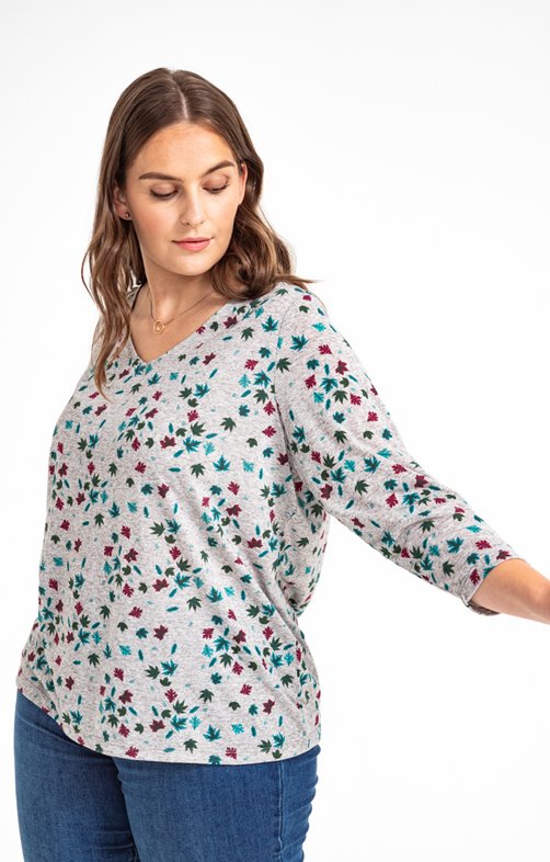 Top Polyamide Imprimé Feuilles Christine Laure Taille T.2 (40/42) - Noir Avec Doublure
