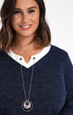 PULL BI-MATIÈRE 2 EN 1 AVEC COLLIER