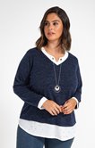 PULL BI-MATIÈRE 2 EN 1 AVEC COLLIER