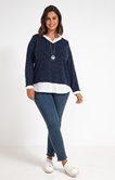 PULL BI-MATIÈRE 2 EN 1 AVEC COLLIER