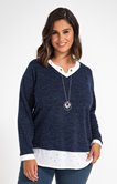 PULL BI-MATIÈRE 2 EN 1 AVEC COLLIER