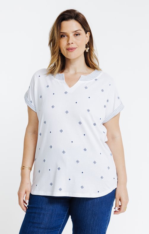 Tee-shirt jersey broderie devant