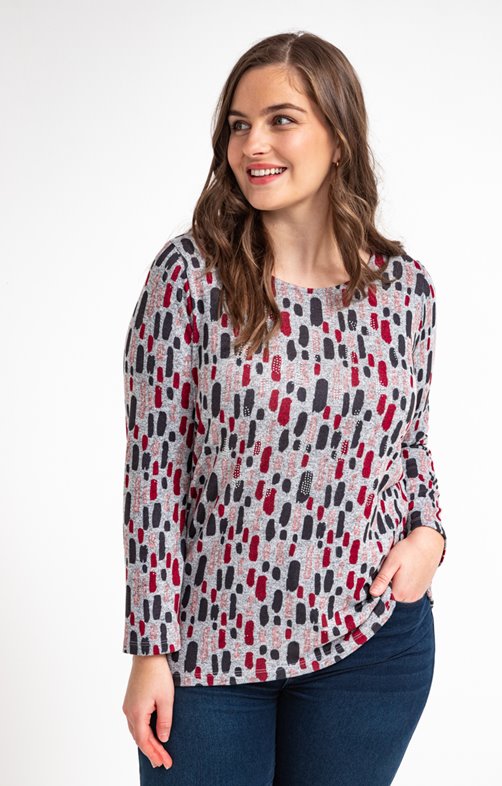 Tee-shirt imprimé avec traits et strass