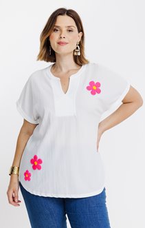 Tee-shirt avec patchs fleurs