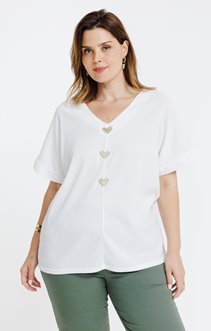 Tee-shirt uni avec 3 coeurs