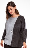 PULL PATCH GRIS ET NOIR AVEC LUREX