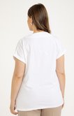 Tee-shirt bi matière losanges/fleurs 3D 