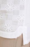 Tee-shirt bi matière losanges/fleurs 3D 