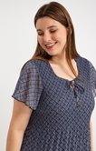 Robe plissée imprimé marine