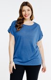 Tee-shirt uni col rond avec tresse