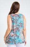 Débardeur turquoise imprimé feuillage