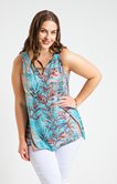 Débardeur turquoise imprimé feuillage