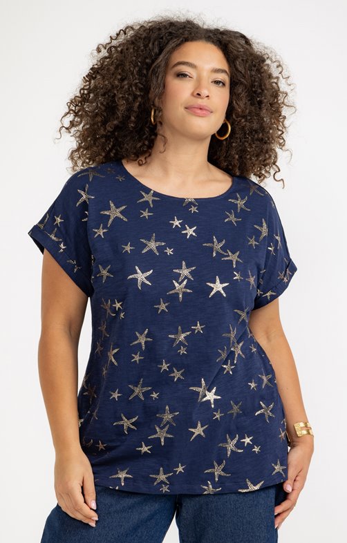 Tee-shirt uni avec détails dorés