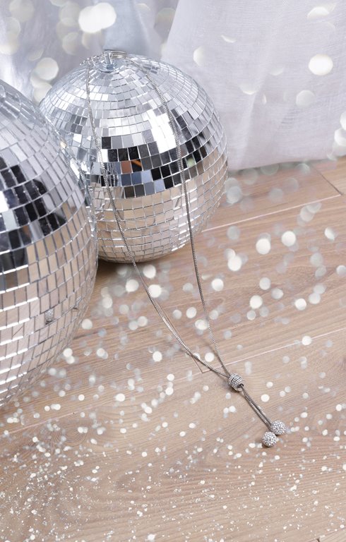 Sautoir argent avec strass