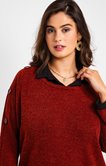 Pull 2-en-1 col chemise