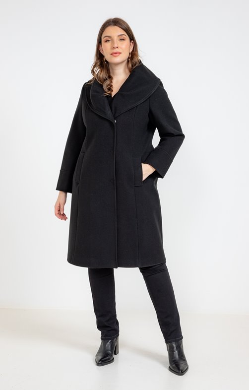 Manteau long uni fermerture croisée 