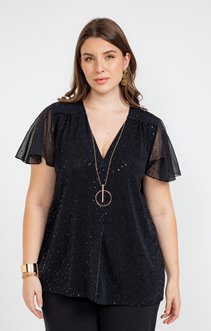 Tee-shirt pailleté avec collier