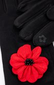 Gants en suédine à fleur coquelicot
