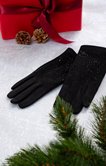 Gants suédine avec strass ton sur ton