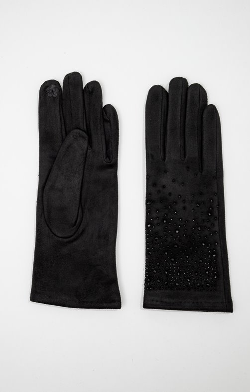 Gants suédine avec strass ton sur ton